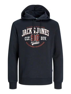 Jack & Jones Plus Sweatshirt JJELOGO SWEAT HOOD 2 COL 24/25 NOOS PLS marine/rostrot/wei