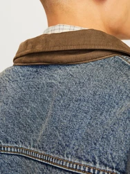 JACK & JONES Jacke 'JJIJean' JJJACKET W SHERPA WI 200 SN blue denim / cognac