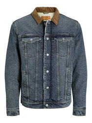 JACK & JONES Jacke 'JJIJean' JJJACKET W SHERPA WI 200 SN blue denim / cognac