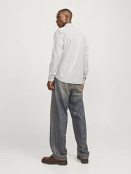 Jack & Jones Langarmhemd JPRBLUBrook OXFORD grau/hellgrau/weiß