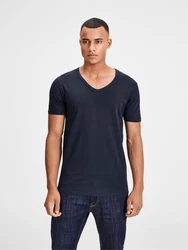 JACK & JONES Shirt V-NECK TEE S/S NOOS navy