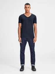 JACK & JONES Shirt V-NECK TEE S/S NOOS navy