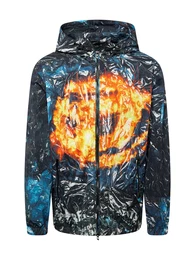 Jacke 'WARRETT-POSTER' enzian / dunkelgelb / orange / schwarz