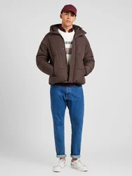 Jack & Jones Herren Winterjacke JjeBradley Puffer mit Kapuze dunkelbraun