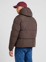 Jack & Jones Herren Winterjacke JjeBradley Puffer mit Kapuze dunkelbraun