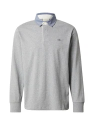 Gant Langarm-Poloshirt REG CHAMBRAY HEAVY RUGGER grau melange