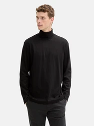 TOM TAILOR Langarmshirt mit Rollkragen hellgrau/schwarz