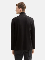 TOM TAILOR Langarmshirt mit Rollkragen hellgrau/schwarz