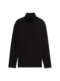 TOM TAILOR Langarmshirt mit Rollkragen hellgrau/schwarz