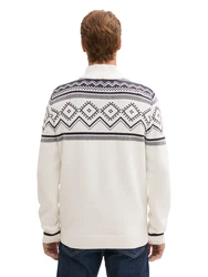 TOM TAILOR Pullover 'Fair Isle' Strick Troyer navy/wei