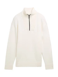 TOM TAILOR Strickpullover Troyer - Relaxed Fit wollwei