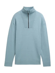 TOM TAILOR Strickpullover Troyer - Relaxed Fit Grau/Hellblau/Blau/Grau/Hellblau/Blau/Grau/Hellblau/Blau/Grau/Hellblau/Blau/Grau/Hellblau/Blau/Grau/Hellblau/Blau/Grau/Hellblau/Blau/Grau/Hellblau/Blau/Grau/Hellblau/Blau/Grau/Hellblau/Blau/Grau/Hellblau/Blau/Grau/Hellblau/Blau