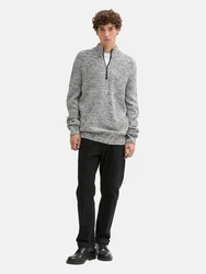 TOM TAILOR Denim Strickpullover anthrazit/weiß