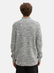 TOM TAILOR Denim Strickpullover anthrazit/weiß