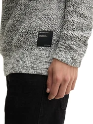 TOM TAILOR Denim Strickpullover anthrazit/weiß