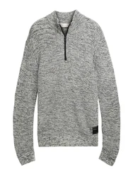 TOM TAILOR Denim Strickpullover anthrazit/weiß