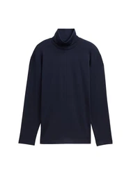 TOM TAILOR Langarmshirt mit Rollkragen marine/silber