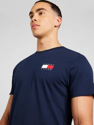 Tommy Jeans T-Shirt 'ESSENTIAL' marineblau/rot/weiß