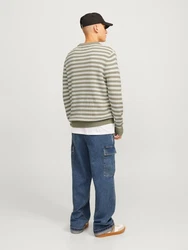 JACK & JONES Pullover JOREaton grau/weiß
