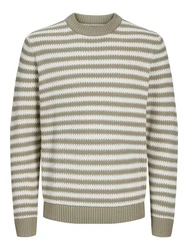JACK & JONES Pullover JOREaton grau/weiß
