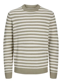 JACK & JONES Pullover JOREaton grau/weiß