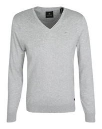 Strickpullover mit V-Ausschnitt graumeliert