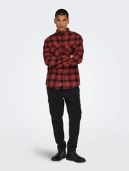 Only & Sons Hemd ONSMATT rubinrot/schwarz