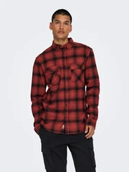 Only & Sons Hemd ONSMATT rubinrot/schwarz