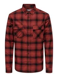 Only & Sons Hemd ONSMATT rubinrot/schwarz