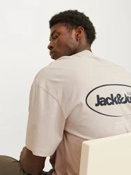 JACK & JONES T-Shirt 'JJEBradley' ecru/schwarz/weiß
