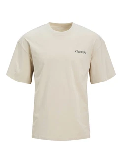 JACK & JONES T-Shirt 'JJEBradley' ecru/schwarz/weiß