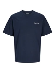 JACK & JONES T-Shirt 'JJEBradley' nachtblau/hellrot/weiß