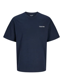 JACK & JONES T-Shirt 'JJEBradley' nachtblau/hellrot/weiß
