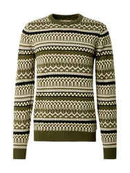 Blend Pullover creme/dunkelgrün/schwarz