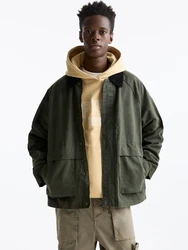 Pull&Bear Jacke khaki/schwarz