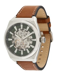 Uhr 'Everett' cognac / dunkelgrn / silber