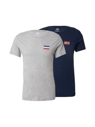 LEVI'S T-Shirt '2 Pack Crewneck Graphic' navy/graumeliert/rot/wei
