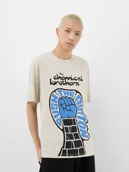Bershka T-Shirt royalblau/schwarz/weiß