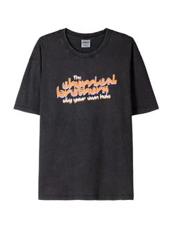 Bershka T-Shirt lavendel/orange/schwarz/offwhite