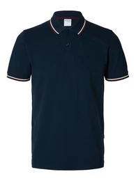 Poloshirt 'SLHAtlas' dunkelblau / dunkelrot / wei
