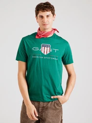 Gant T-Shirt REGULAR ARCHIVE SHIELD hellgrau/grasgrün/dunkelrot/weiß/grün