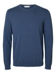SELECTED HOMME Rundhalspullover Berg blau
