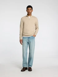 SELECTED HOMME Rundhalspullover Berg beige