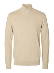 SELECTED HOMME Rundhalspullover Berg beige