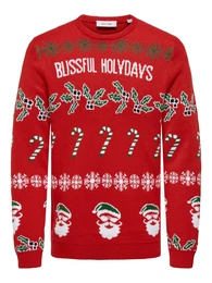 Pullover 'ONSXmas' smaragd / rot / schwarz / wei