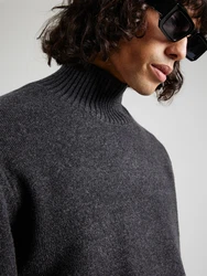JACK & JONES Pullover JORSOFT KNIT HIGH NECK dunkelgrau