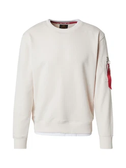 ALPHA INDUSTRIES Sweatshirt elfenbein/weiß ALPHA INDUSTRIES Sweatshirt elfenbein/weiß