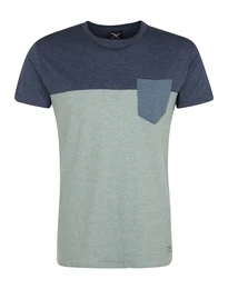 T-Shirt mit Brusttasche blaumeliert / taubenblau / hellblau