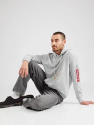 ALPHA INDUSTRIES Sweatshirt graumeliert/orange/schwarz