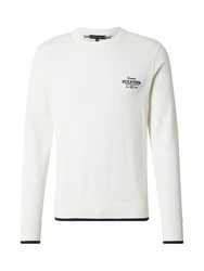 Tommy Hilfiger Rundhalspullover GRAPHIC COTTON CREW marine/weiß